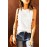 White Crew Neck Scalloped Trim Lace Tank